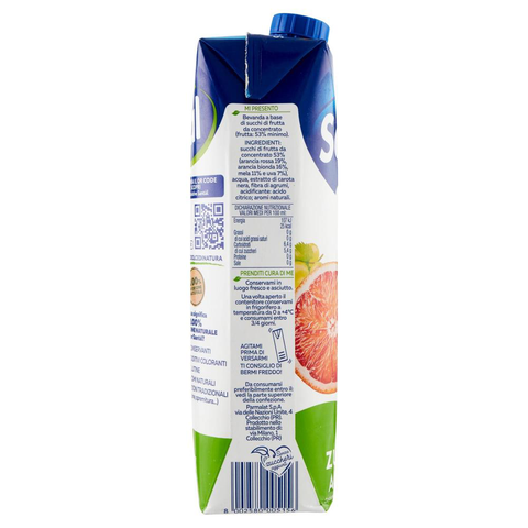 12x Parmalat Santal Succo di Frutta Arancia Rossa Dolce di Natura Jus de Fruits Zéro Orange Sanguine Zéro Sucre Ajouté 1Lt