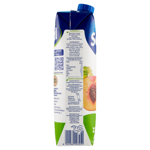 12x Parmalat Santal Succo di Frutta Pesca Dolce di Natura Jus de Fruits Zéro Pêche Zéro Sucre Ajouté Rafraîchissant 1Lt