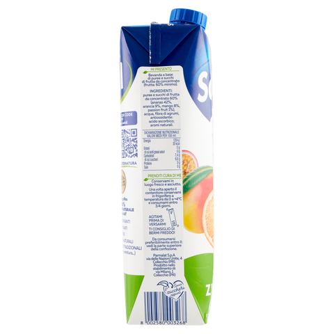 12x Parmalat Santal Succo di Frutta Exotic Dolce di Natura Zéro Jus de Fruits Exotiques Zéro Sucre Ajouté Rafraîchissant 1Lt