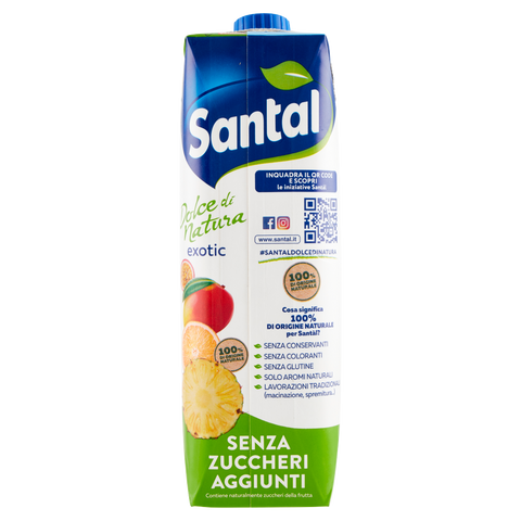 12x Parmalat Santal Succo di Frutta Exotic Dolce di Natura Zéro Jus de Fruits Exotiques Zéro Sucre Ajouté Rafraîchissant 1Lt