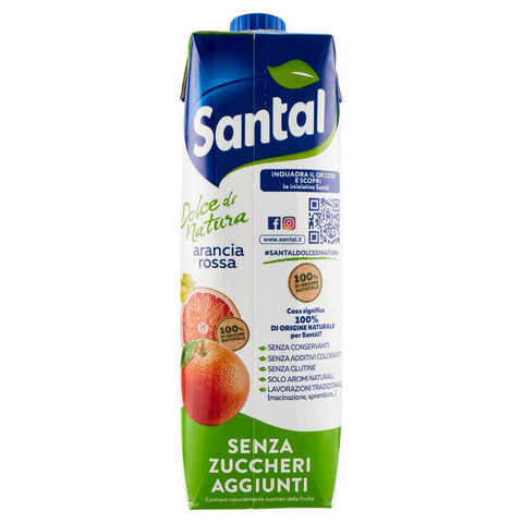 12x Parmalat Santal Succo di Frutta Arancia Rossa Dolce di Natura Jus de Fruits Zéro Orange Sanguine Zéro Sucre Ajouté 1Lt