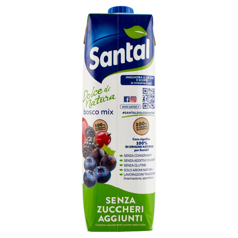 12x Parmalat Santal Succo di Frutta Bosco Mix Dolce di Natura Zéro Baies Jus de Fruits Zéro Sucre Ajouté 1LtPêche Zéro Sucre Ajouté Rafraîchissant 1Lt