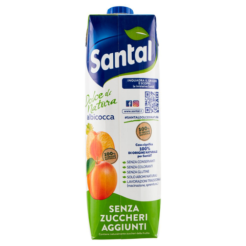 12x Parmalat Santal Succo di Frutta Albicocca Dolce di Natura Zéro Jus de Fruits Abricot Zéro Sucre Ajouté 1Lt