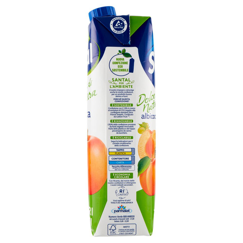 12x Parmalat Santal Succo di Frutta Albicocca Dolce di Natura Zéro Jus de Fruits Abricot Zéro Sucre Ajouté 1Lt