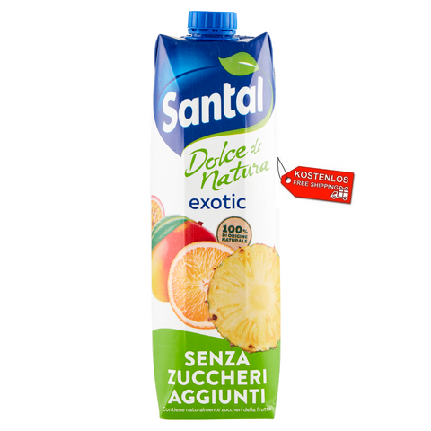 12x Parmalat Santal Succo di Frutta Exotic Dolce di Natura Zéro Jus de Fruits Exotiques Zéro Sucre Ajouté Rafraîchissant 1Lt