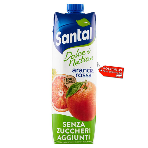 12x Parmalat Santal Succo di Frutta Arancia Rossa Dolce di Natura Jus de Fruits Zéro Orange Sanguine Zéro Sucre Ajouté 1Lt