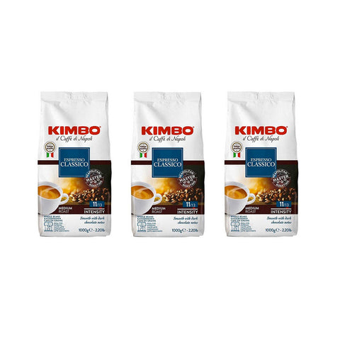 Kimbo Coffee 3x1kg Kimbo Espresso Classico Caffè in Grani Coffee Beans Medium Roast 1Kg The Coffee of Naples 8002200121013