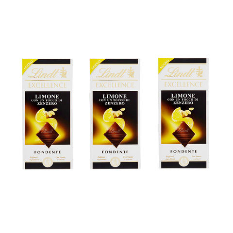 Lindt Chocolate bar 3x100g Lindt Excellence Fondente Limone e Zenzero Dark Chocolate with Lemon and Ginger 100g 3046920010856