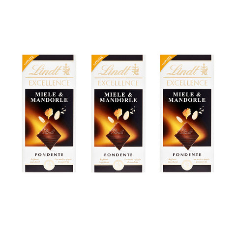 Lindt Chocolate bar 3x100g Lindt Excellence Fondente Miele e Mandorle Dark Chocolate with Honey and Almonds 100g 3046920020862