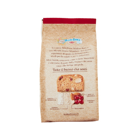 Mulino Bianco Mini Fette Biscottate con Mirtilli Rossi e Mandorle Fette Biscottate avec Mirtilli Rossi et Mandorle (90g)