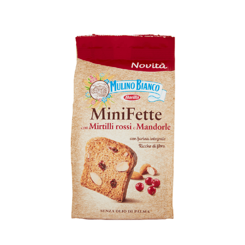 Mulino Bianco Mini Fette Biscottate con Mirtilli Rossi e Mandorle Fette Biscottate avec Mirtilli Rossi et Mandorle (90g)