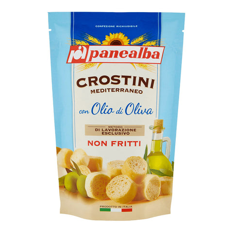Panealba Crostini Mediterraneo con Olio di Oliva Croutons with Olive Oil 100g - Italian Gourmet UK