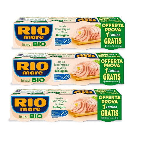 Rio Mare Tuna fish 3x4x60g Rio Mare Tonno Leggero Bio Canned light Tuna with Extra Virgin Olive Oil 4x60g 8004030107007