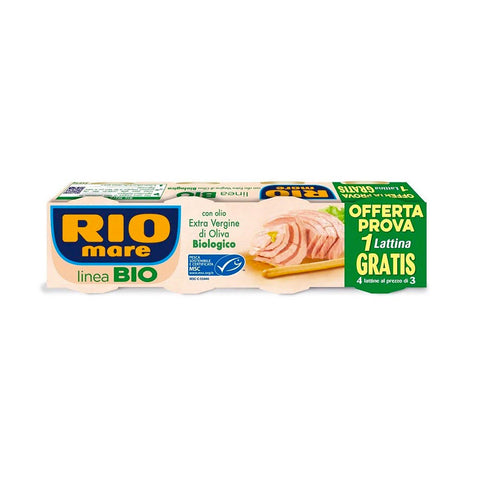 Rio Mare Tonno Leggero Bio Thon pâle en conserve à l'huile d'olive extra vierge 4x60g