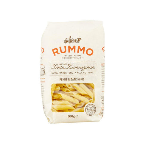 Rummo Penne Rigate N°66 Lenta Lavorazione Pâtes de Semoule de Blé Dur 500g Dessin Bronze