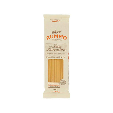 Rummo Spaghettoni Grossi N°220 Lenta Lavorazione Pâtes de Semoule de Blé Dur 500g Dessin Bronze