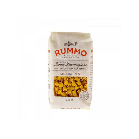 Rummo Tubetti Rigati N°72 Lenta Lavorazione Pâtes de Semoule de Blé Dur 500g Dessin Bronze