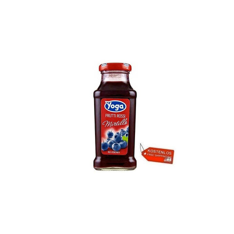 48x Yoga Bar Frutti Rossi Mirtillo Fruits Rouges Jus De Fruits Myrtille Bouteille En Verre 200ml